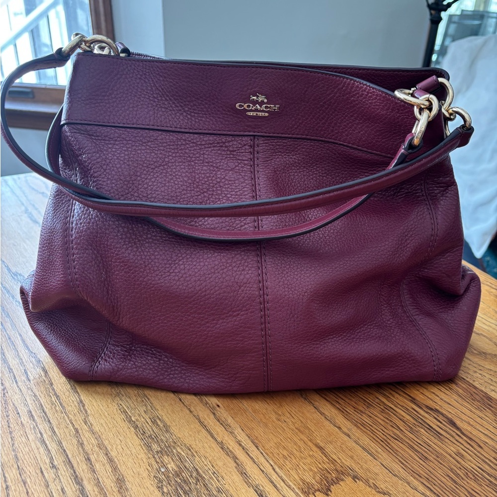 Coach Deep Burgundy Leather Shoulder Bag